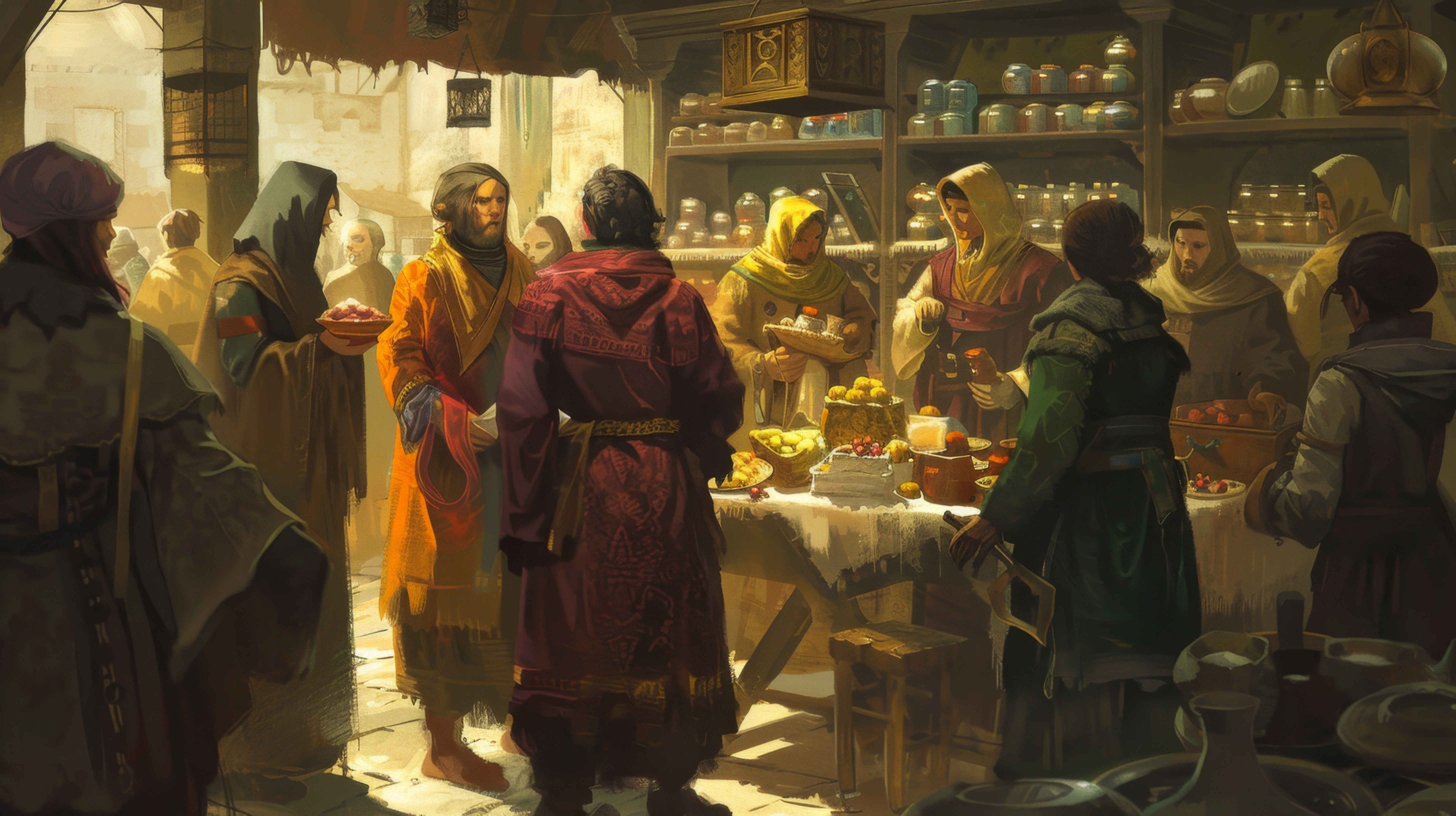 market filled with people