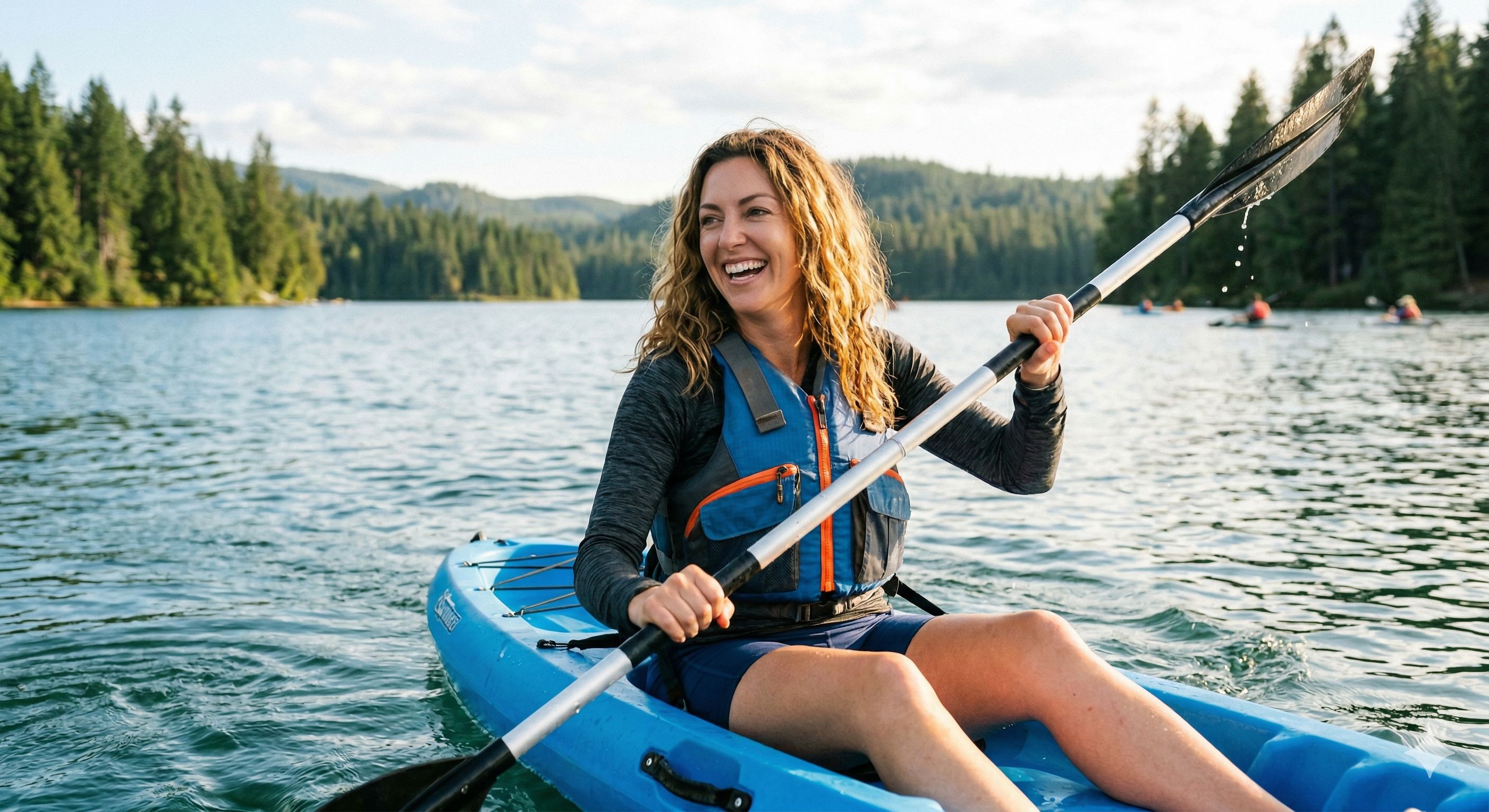 woman having fun in a kayak